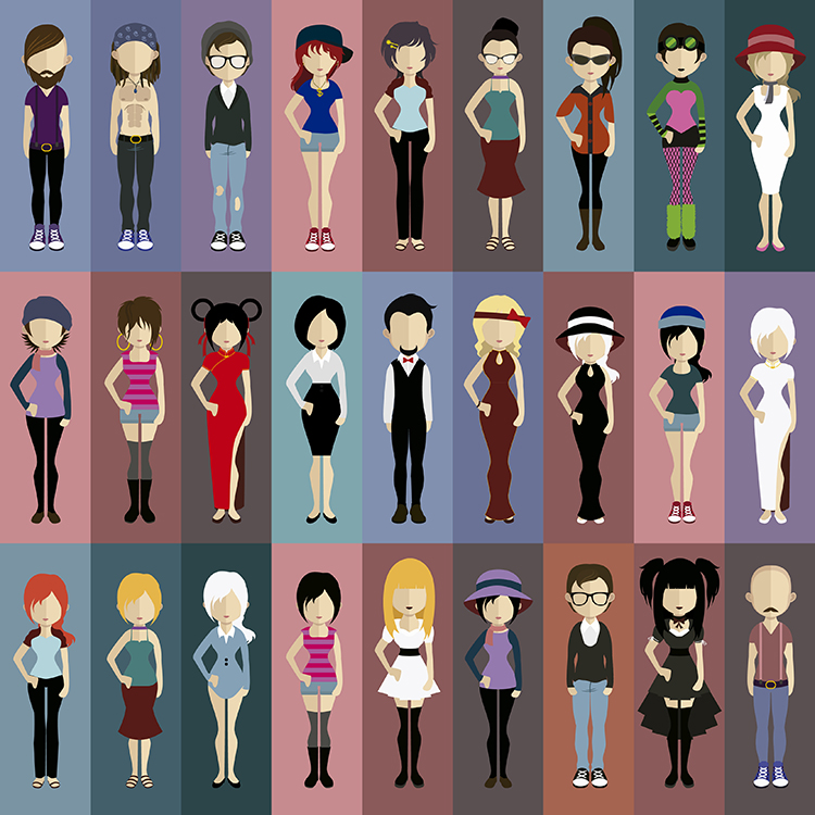 人物27款时尚ai矢量素材扁平化卡通潮流时髦设计素材