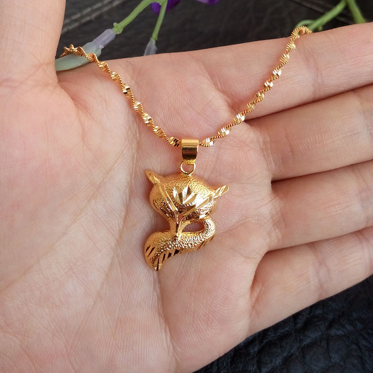 吊坠欧币打造项坠精美美霸王金项链项链不褪色狐狸项坠