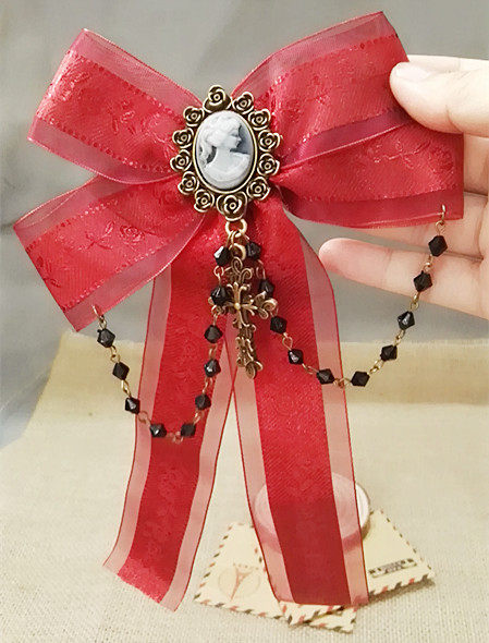 20元包邮lolita手作胸针搞死女王玫瑰玫瑰纱纱带胸针