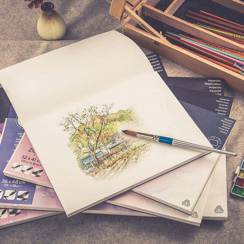 粗细纹棉浆纸水彩纸本300g初学者空白纸绘画素描写生速写本水溶彩铅本