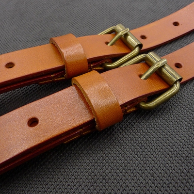 头层皮背带男女复古真皮吊带古铜三夹可调节肩带树膏植鞣皮吊裤带