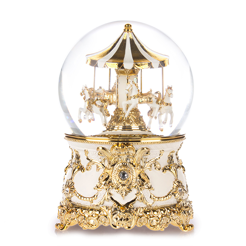jarll水晶球音乐盒八音盒旋转木马雪花女生闺蜜