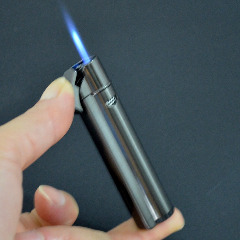 打火机正品奥麦长条防风直冲小喷火枪充气创意个性充气打火机