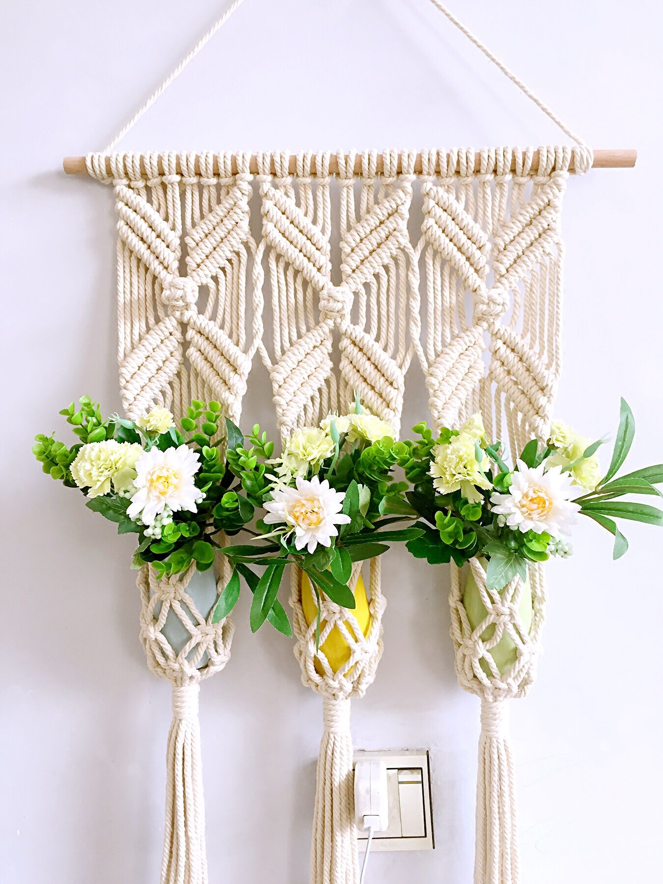 波西米亚手工编织挂毯玄关花篮遮挡电箱吊篮装饰壁饰