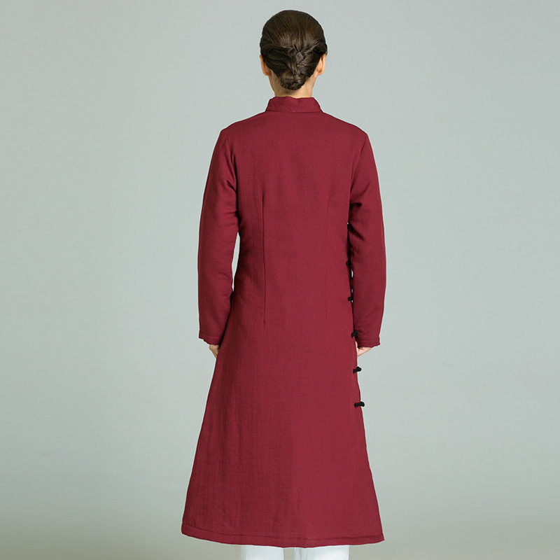 太极古装道袍汉服竹节麻夹棉斜武术武农秋冬太极服