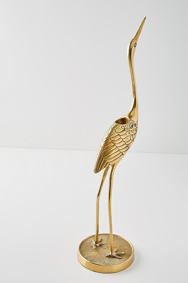 美国购入孤品黄铜材质仙鹤造型烛台沉甸甸质感烛台