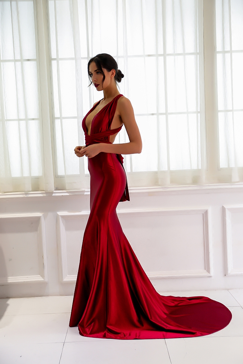 2021新款性感露背晚礼服鱼尾裙长款晚宴酒会修身礼服