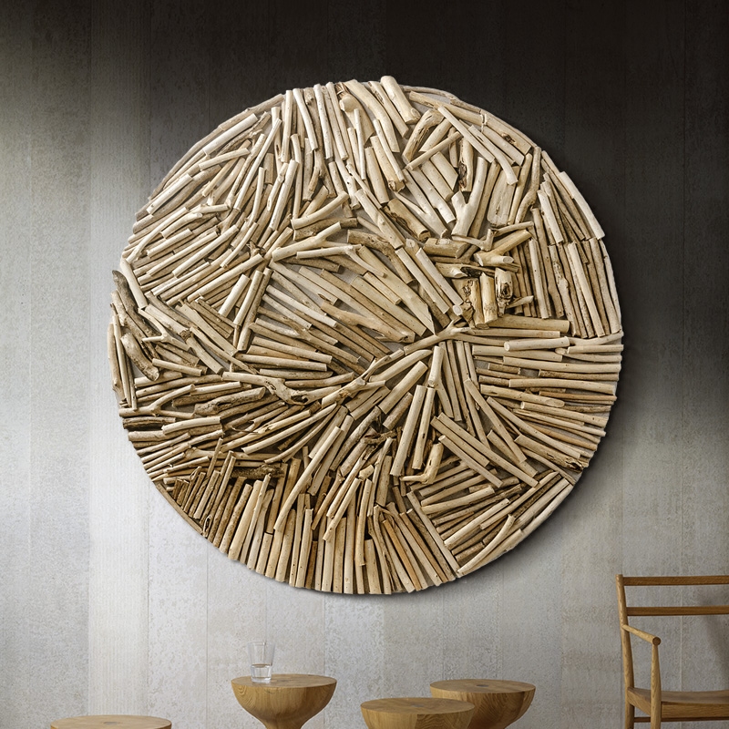 客厅玄关原生态木条挂画实物立体民宿装饰画东南亚现代装饰画