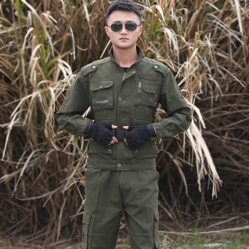 正品军绿纯棉作训迷彩服套装男军户外工作服作训外套