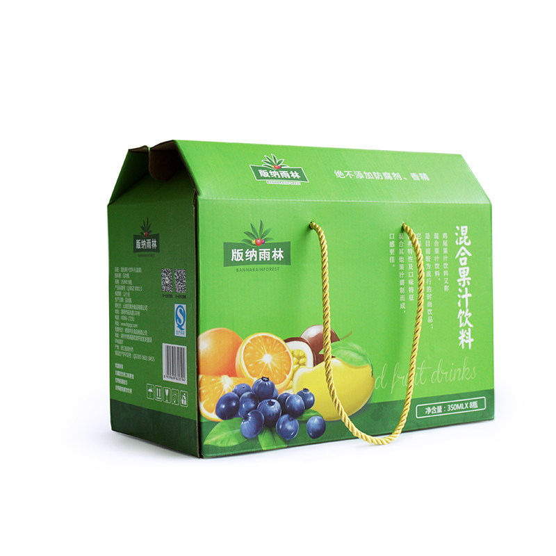 版纳雨林纯果汁100%无糖添加复合果汁蓝莓桃礼盒装8*350ml