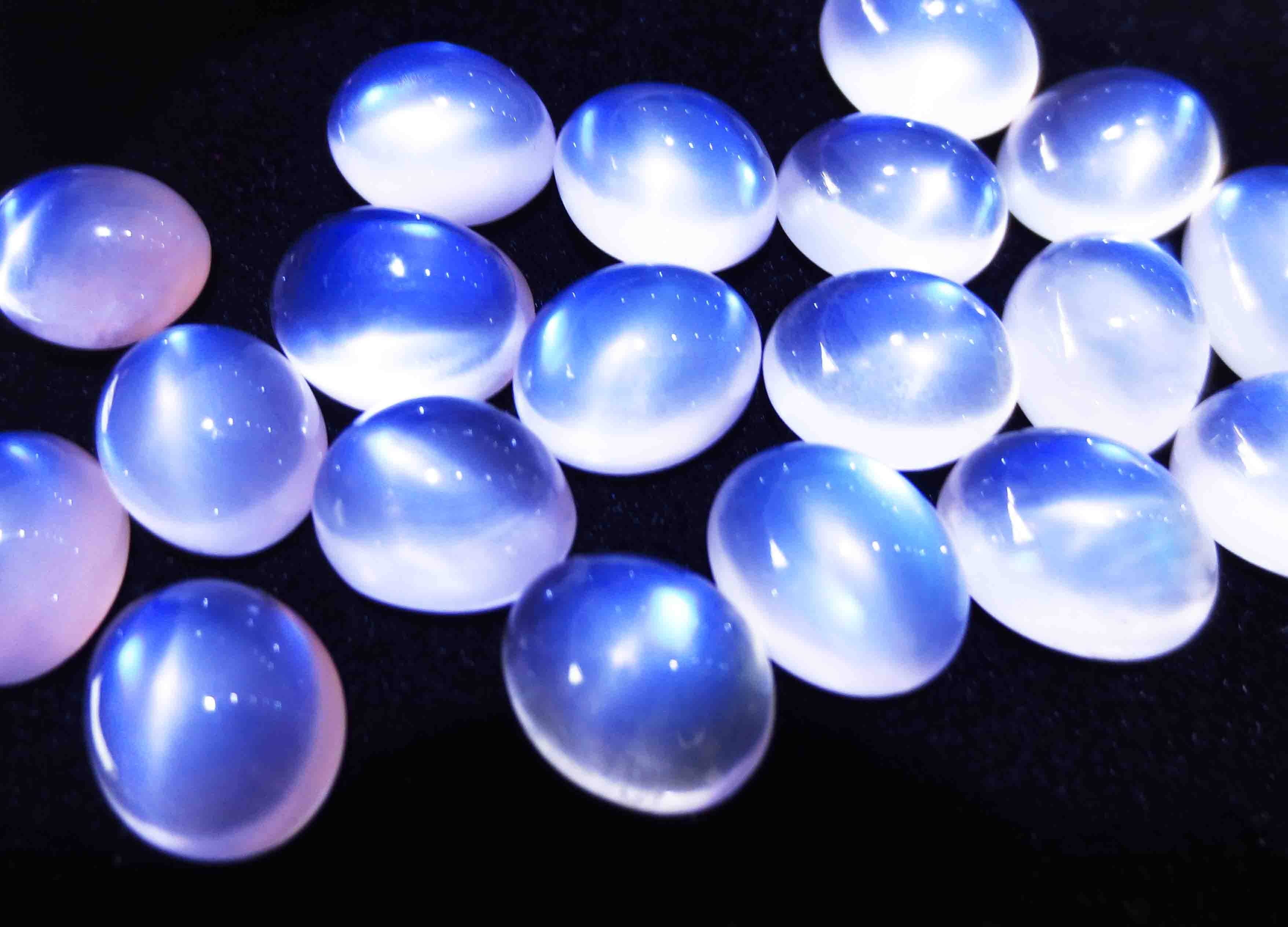 新品天然优质斯里兰卡蓝晕蓝月光月光石裸石戒面10mm其它首饰