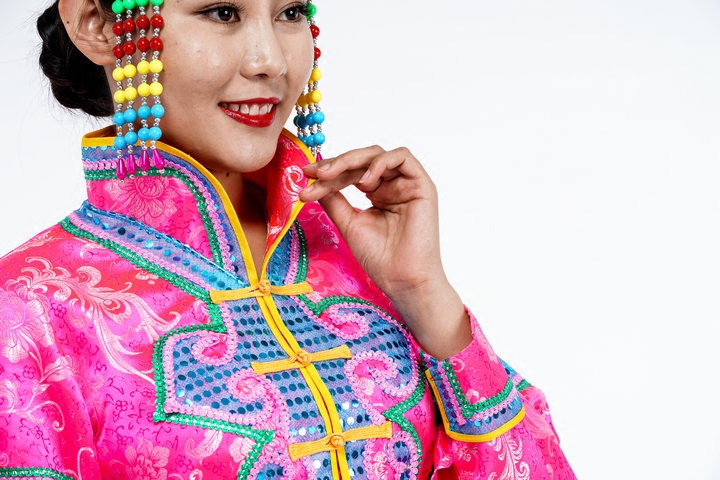 女士蒙古服装长款传统蒙古袍民族风蒙古演出服装礼仪服饰蒙族裙子