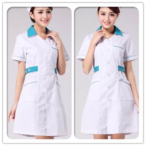 新款护士服白湖蓝领夏装短袖医院美容院体检中心医护制服