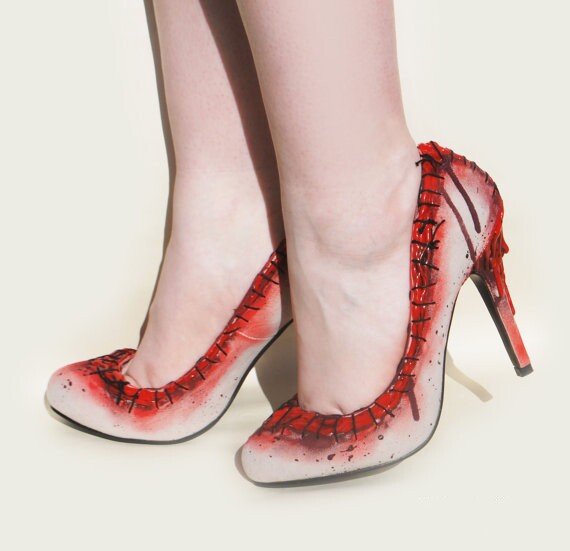 英国代购needle手作屌款血腥缝纫皮肤针眼逼真单鞋