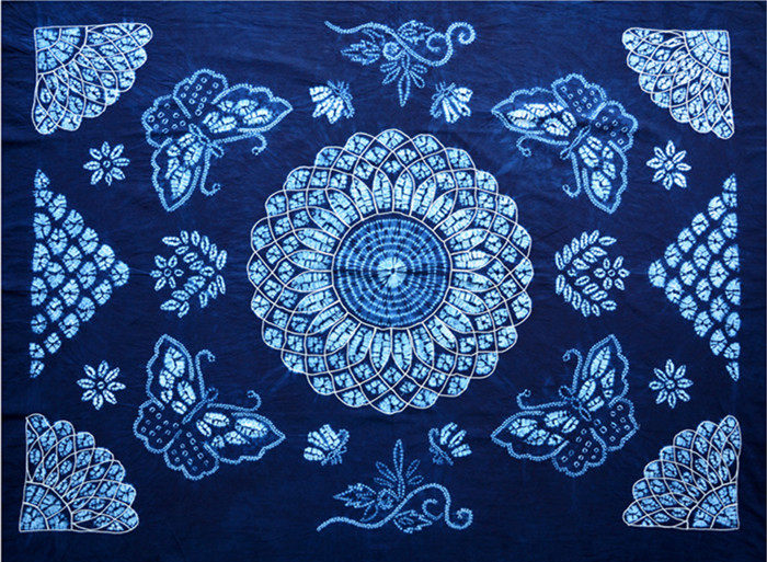 云南145cm蝶恋花发布大理沙发挂帘台布床单扎染白族扎染