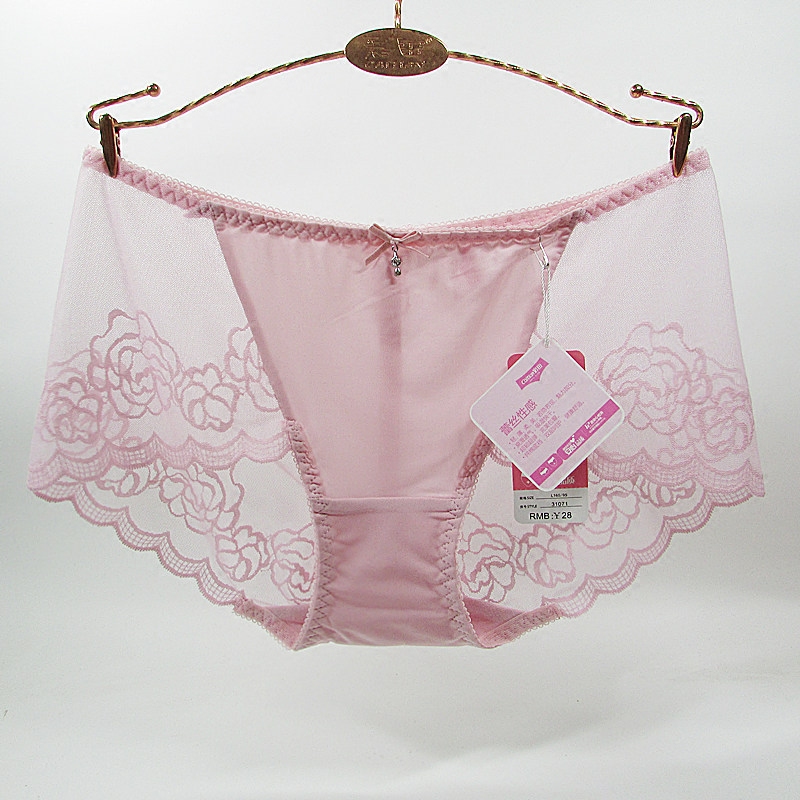 丝边平角女士无痕性感冰丝薄冰蕾丝4条31071平角裤