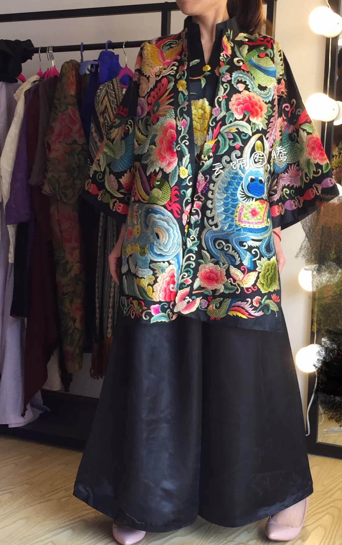 云饰图腾原创设计女装上衣民族风手绣满绣富贵凤凰上衣