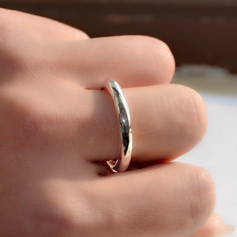 戴家匠手工纯银简约光圈戒指实心指环情侣定制戒指