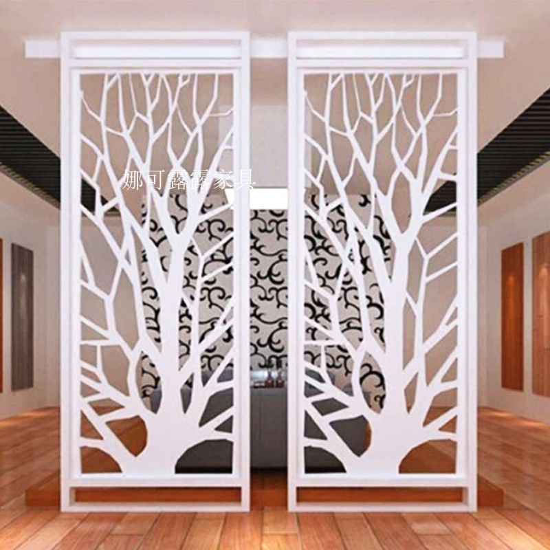 北欧创意钢板雕花铁艺艺术镂空玄关隔断屏风折屏