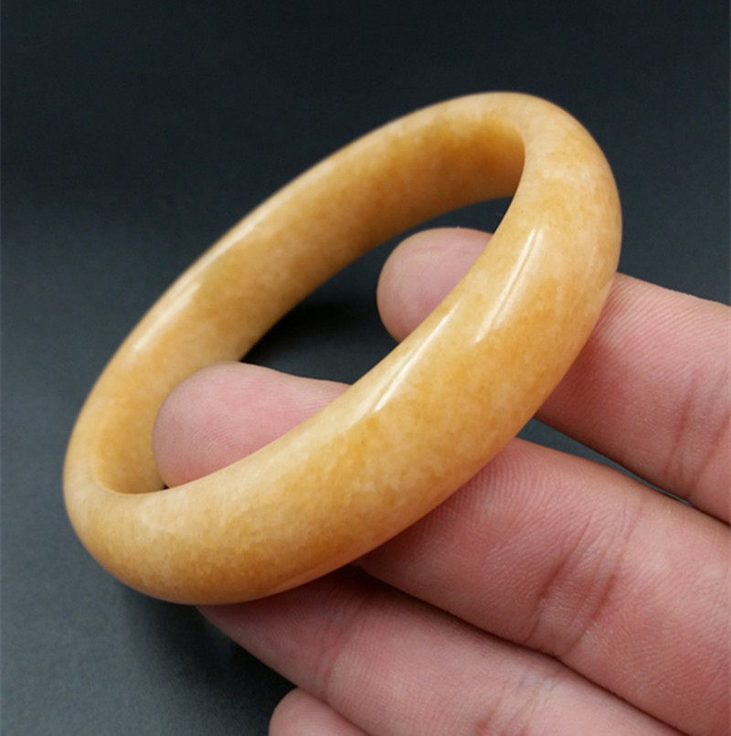 手镯玉石天然货米黄玉黄色方解石玉手女款镯子手饰