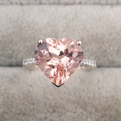 顾客定制18k404克拉心形天然摩根钻石戒指手饰