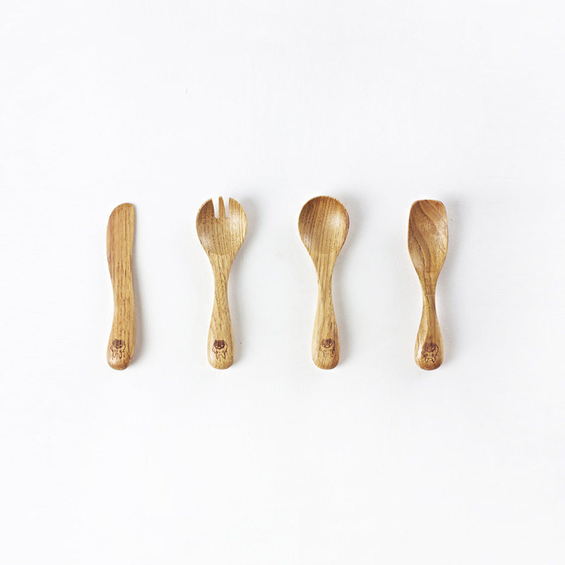 栗木儿童餐具手工打磨水滴造型刀叉四件35岁叉