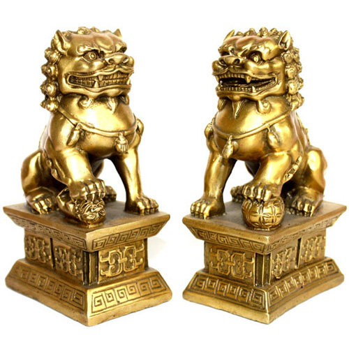 狮子包邮摆件仿纯铜质雌雄风水招财大号一对摆件