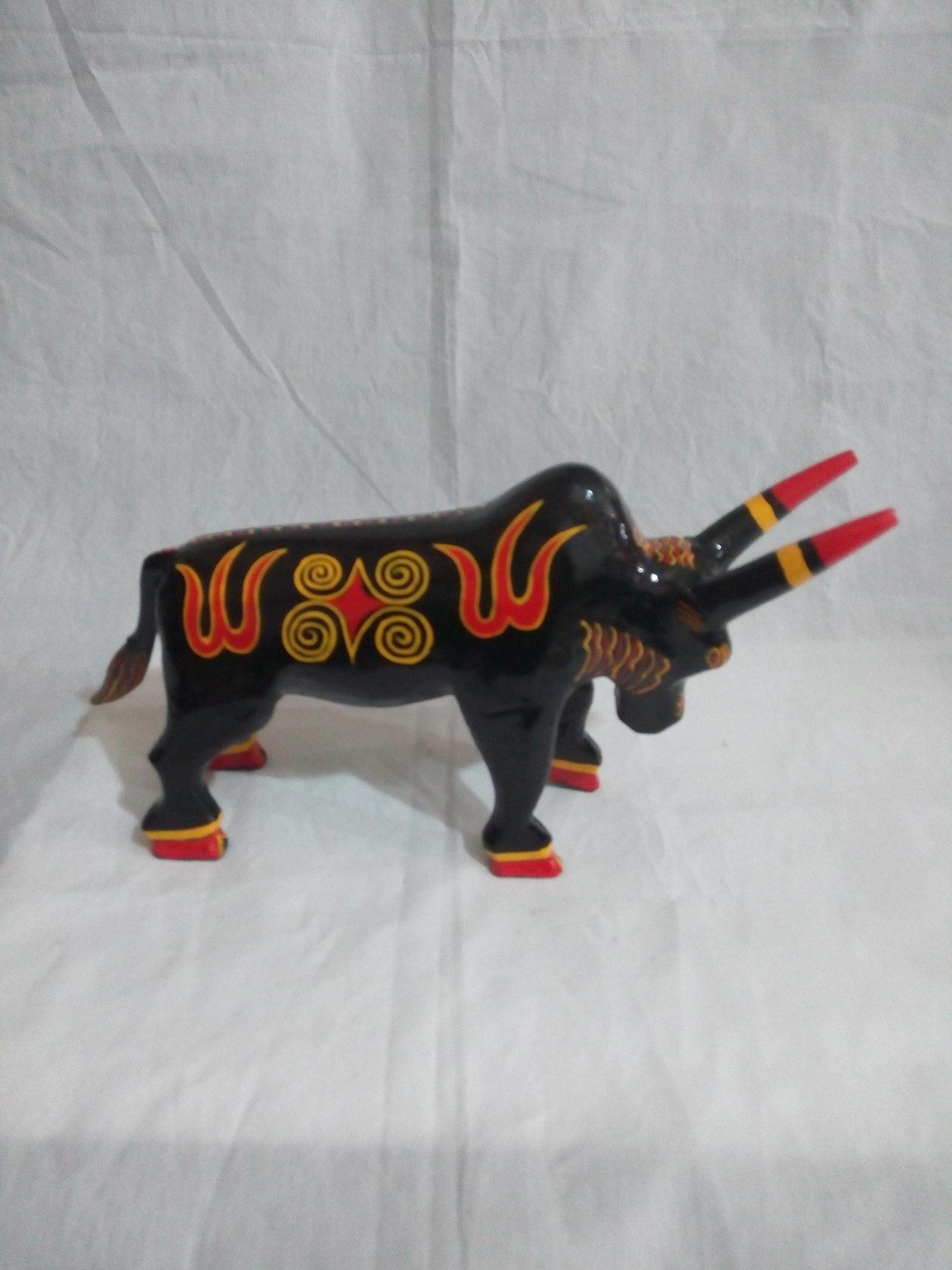 四川凉山彝族漆器实木木牛摆件传统手工手工制彝族