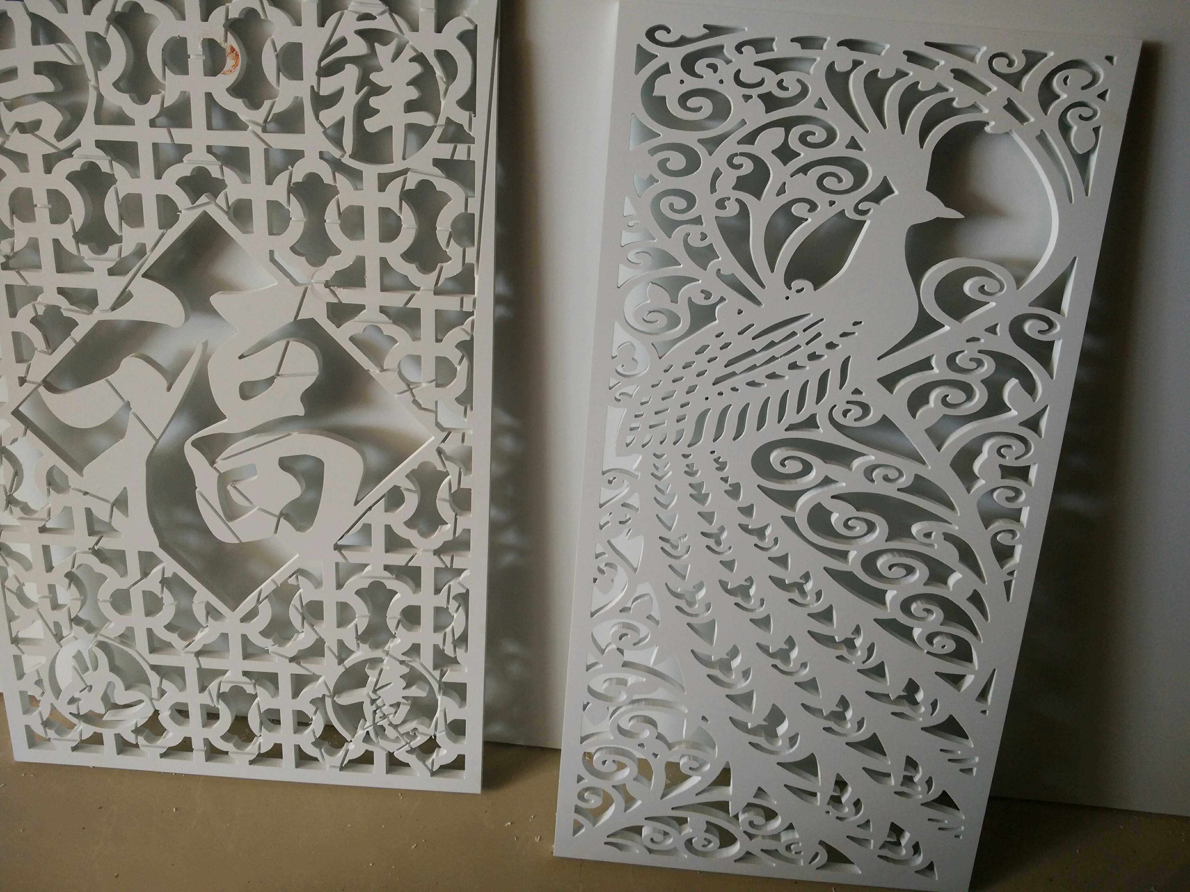 吊顶雕花板花格pvc雕花屏风定制烤漆镂空隔断外墙门头雕花定制