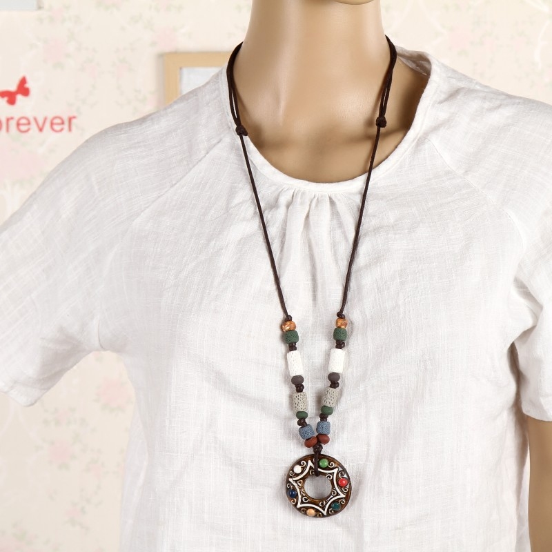 民族风配饰项链秋冬长款毛衣复古挂件百搭衣服项链