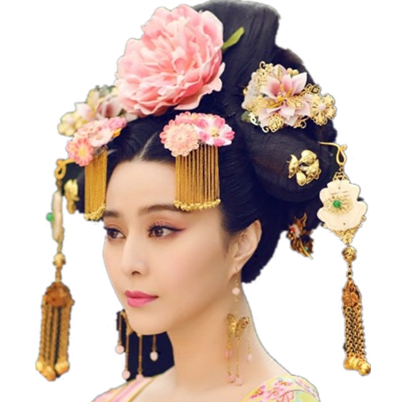 头饰武媚娘套装唐代发饰古代代步凤冠头花古风发饰