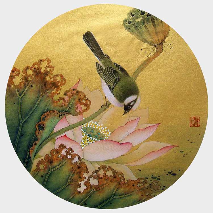 苏绣diy套件初学荷花荷叶小鸟工笔画手工刺绣苏绣