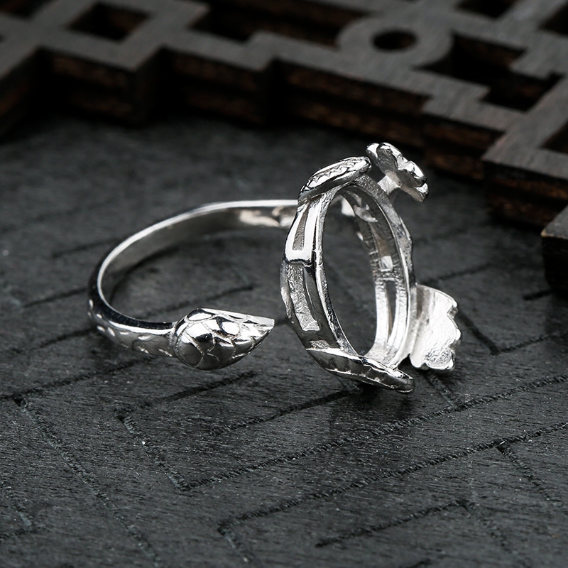 戒托s925银镀白金戒指空托花朵开口可调调节戒指