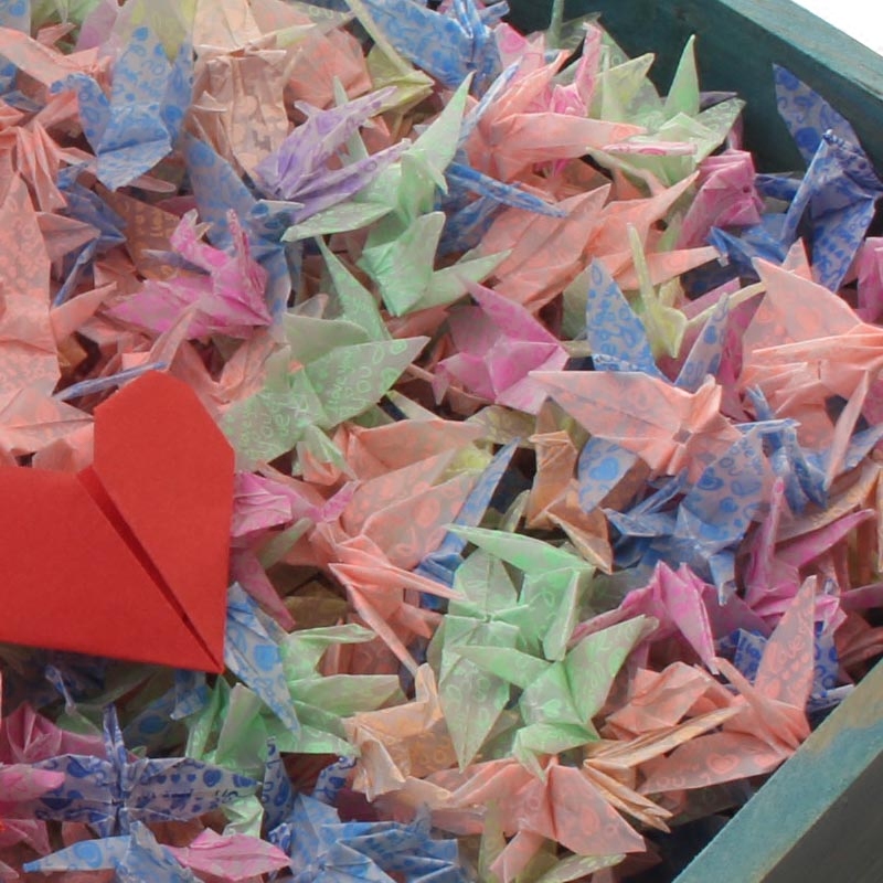 千纸鹤折纸成品夜光1000只长方形复古木盒情人节生日幸运星