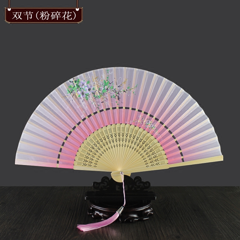 木木夕6寸夏季女式扇子折扇双节工艺扇中国风扇子古风绢扇礼品扇-图3