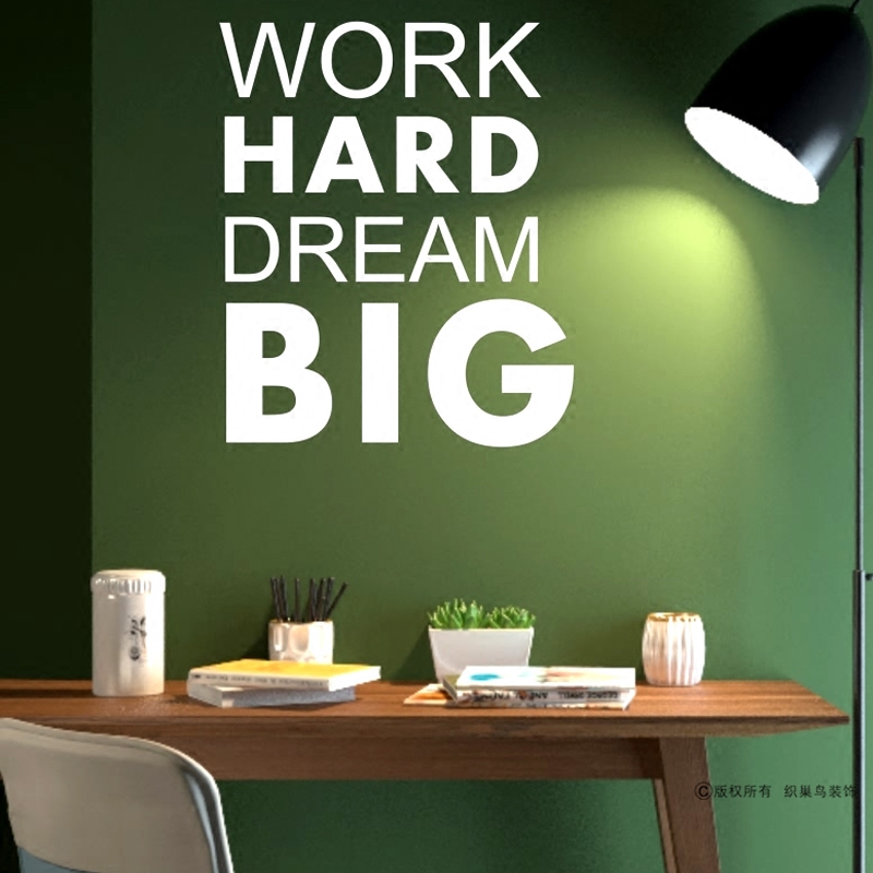 workharddreambig英文励志标语墙贴办公室书房软装墙贴