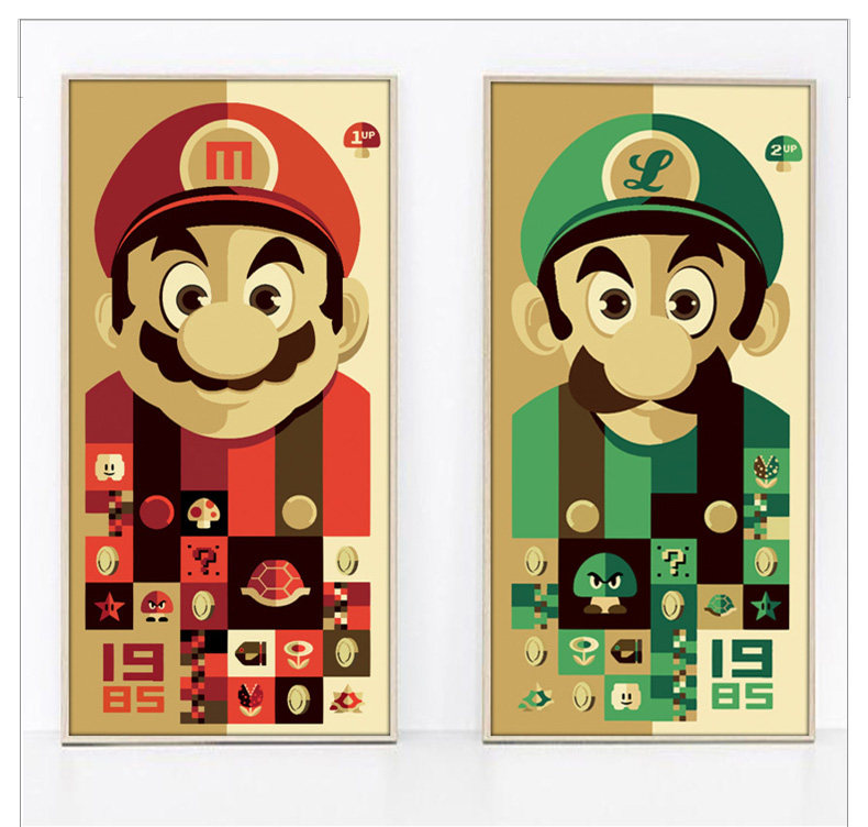 mario超级玛丽游戏家居样板房店面礼品装饰画2款可选可定制