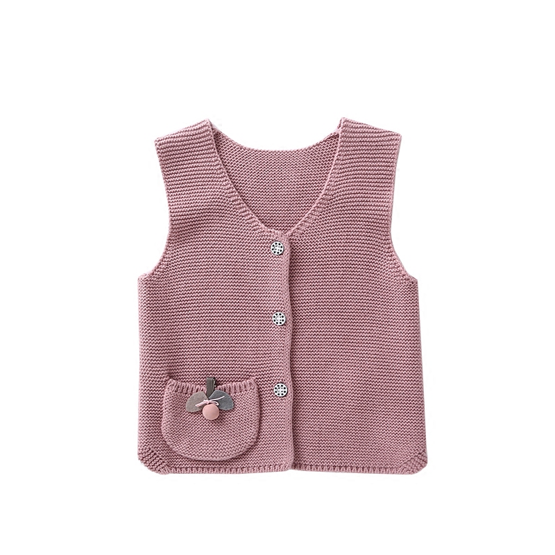 春秋针织坎肩柔软儿童背心开衫婴幼儿秋季棉线马甲