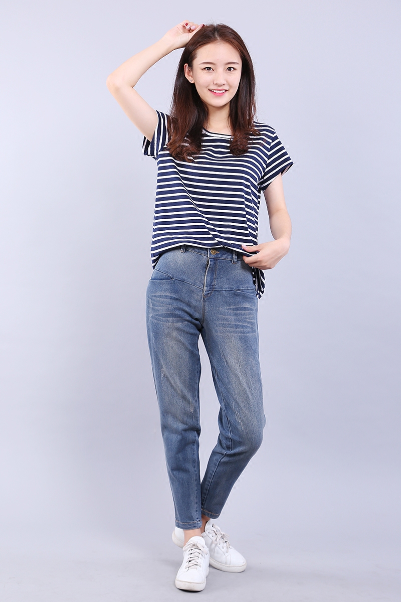 休闲裤大码宽松小脚纯棉牛仔裤2020春秋新女哈伦牛仔裤