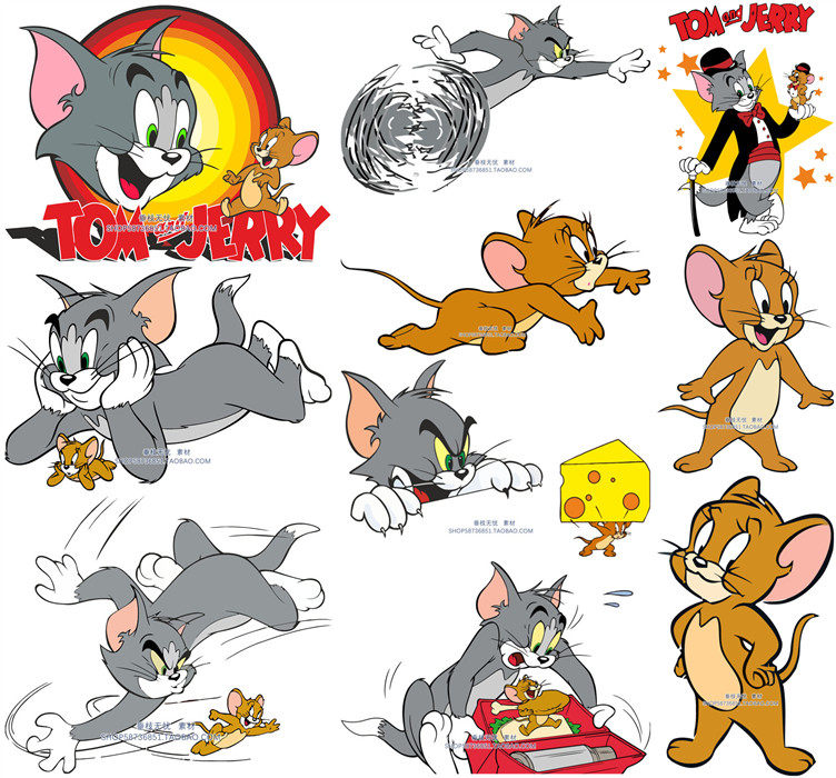 a1465矢量汤姆杰瑞猫和老鼠插画ai设计素材cdr设计素材