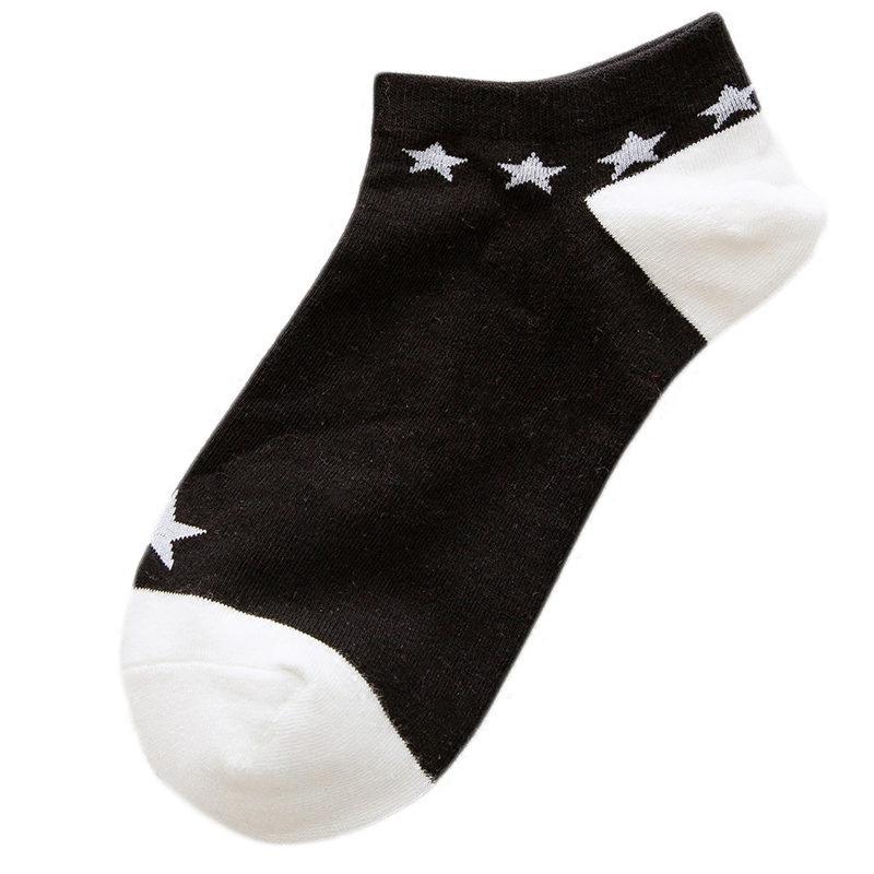 5双短袜春夏季黑白条纹全棉袜子日系男女原宿短袜