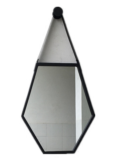 北欧浴室卫生间镜子壁挂洗手间化妆六边菱形包边化妆镜