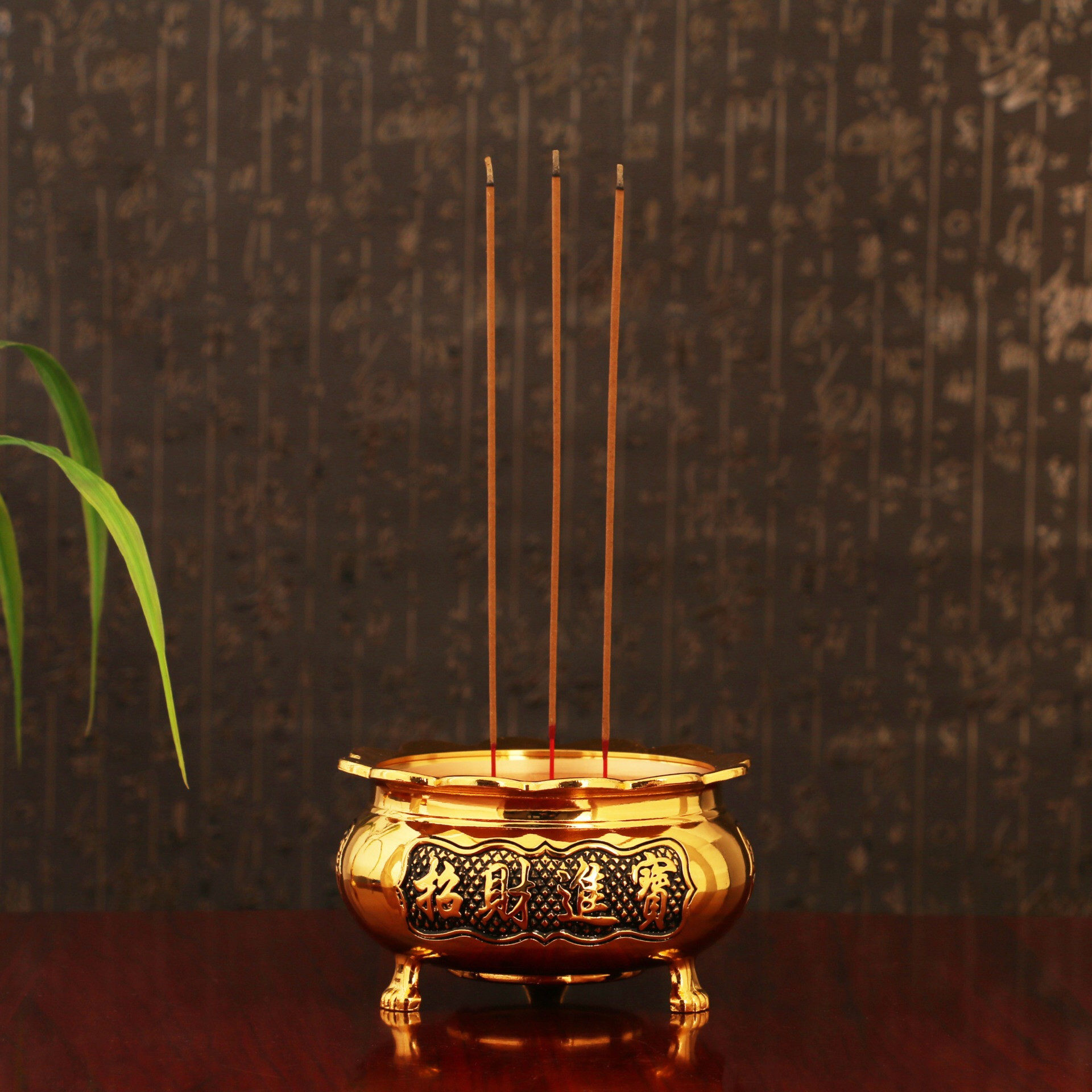 香炉包邮纯铜合金三脚莲花花边供佛财神关公香薰炉