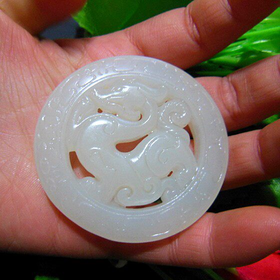 吊坠白玉镂空仿古古龙牌子龙行天下吉祥如意簪圈禁步圈项坠