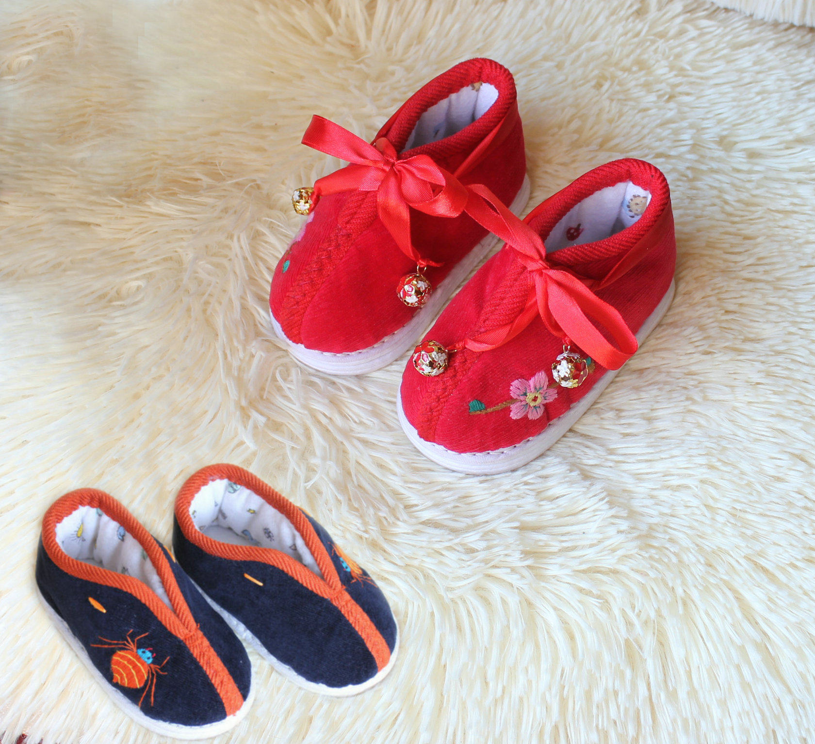 纯棉手工棉布布鞋宝宝学步千层底冬软底满月棉鞋