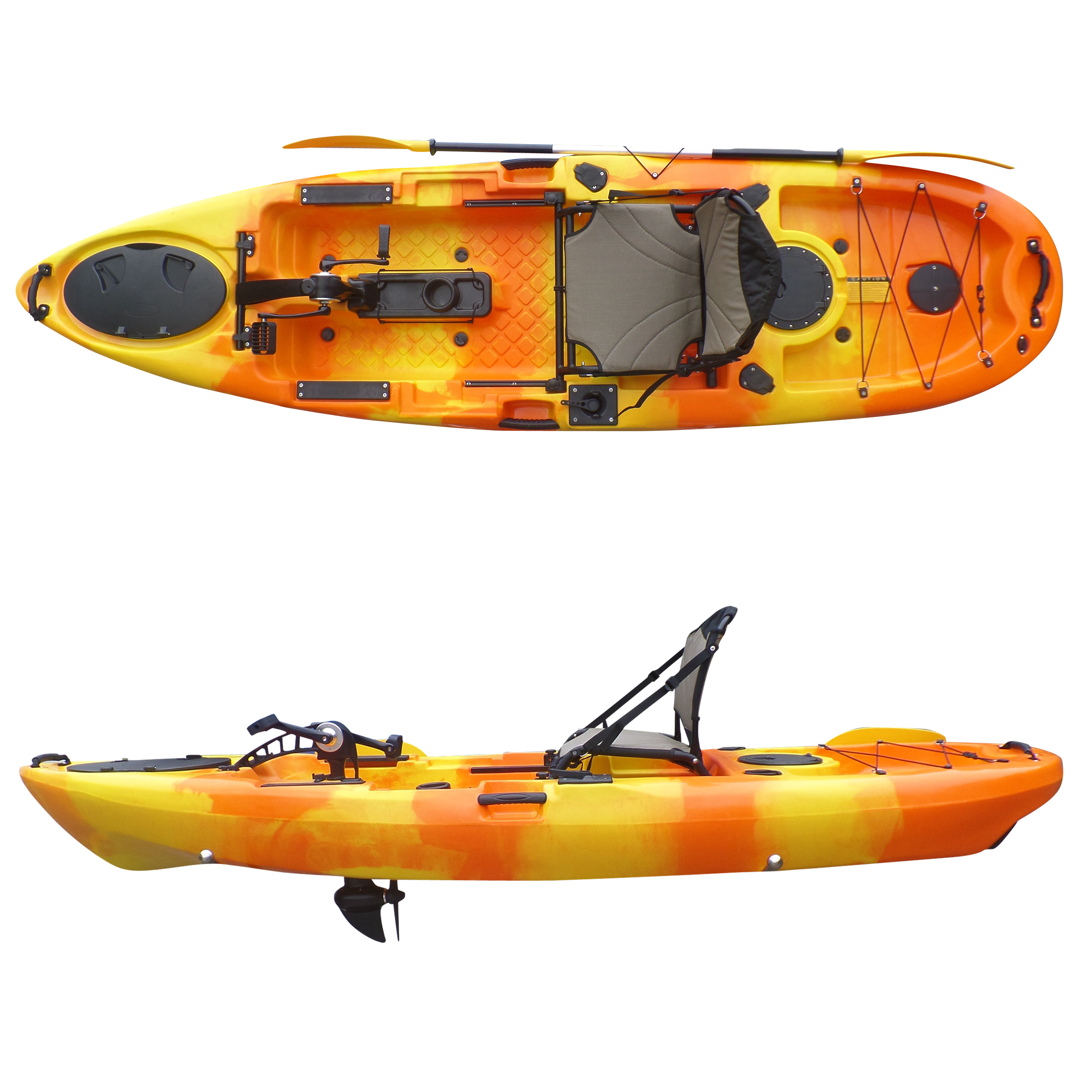 皮划艇脚踏硬艇独木舟脚踩动力艇出口塑料可加浮筒独木舟