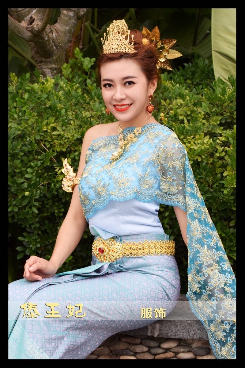 2017傣王妃服饰泰国泰式傣族传统服装单肩无袖民族服装