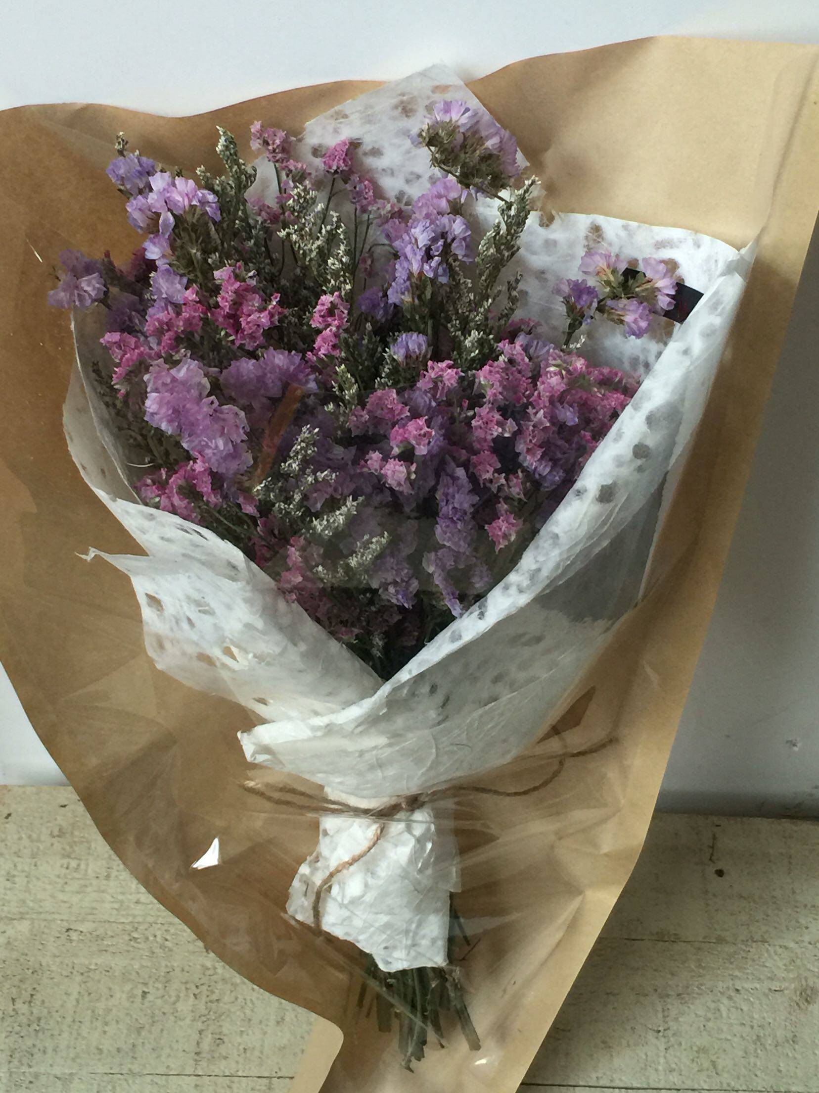 花束情人节豪礼天然干花小清新勿忘我情人草水晶草粉干花