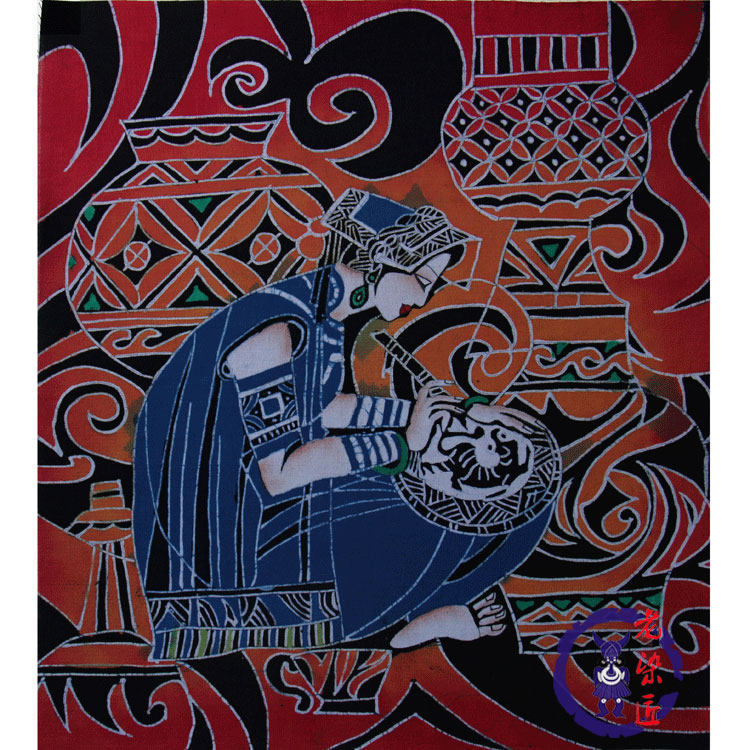 蜡染苗族手工装饰画相框画芯特色工艺品苗族蜡染