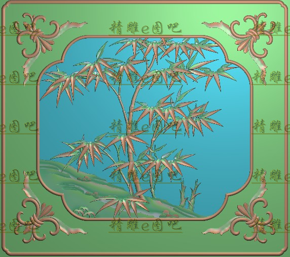高清设计素材精雕浮雕jdp灰度精品竹子门板460x410设计素材